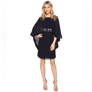 NWT Vince Camuto Sequined Cape Dress Navy Size 2